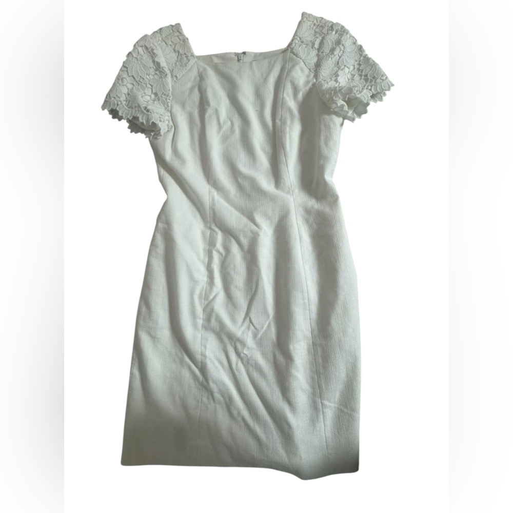 ANTONIO MELANI White Lace Sleeve Mini Dress